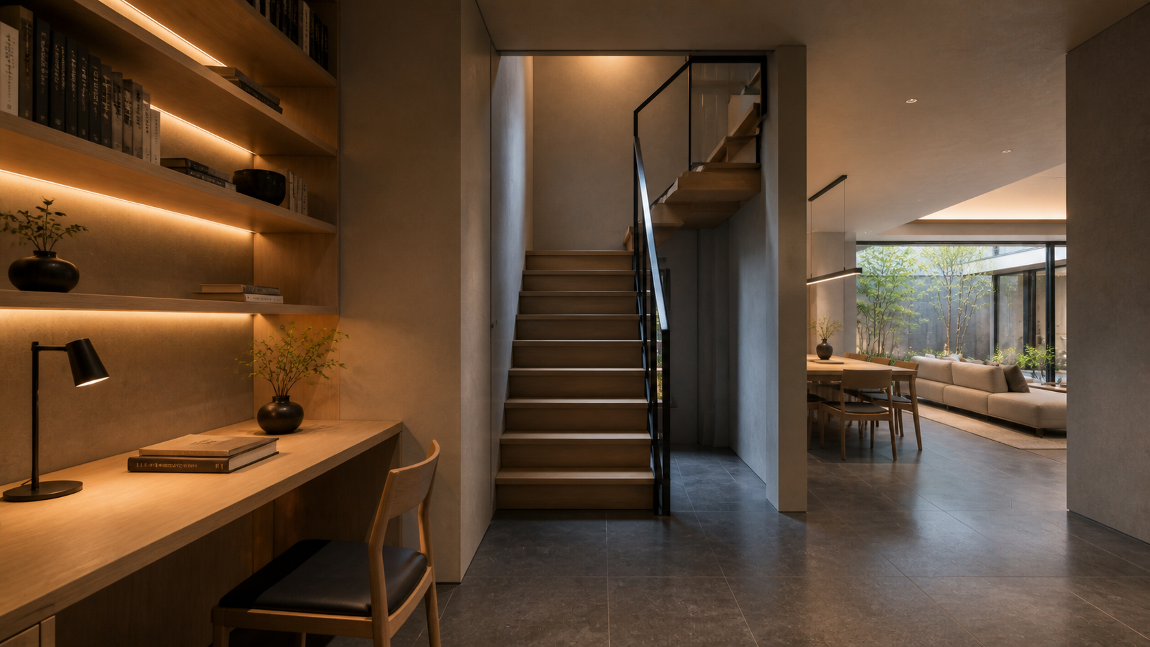 12 family library stair